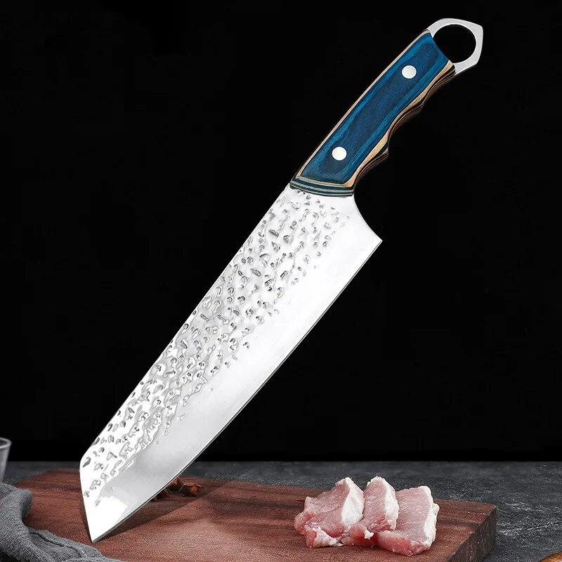 Sada nožů z nerezové oceli Krájecí nůž Nůž Santoku Univerzální vykosťovací nůž Barbecue nůž s dřevěnou rukojetí