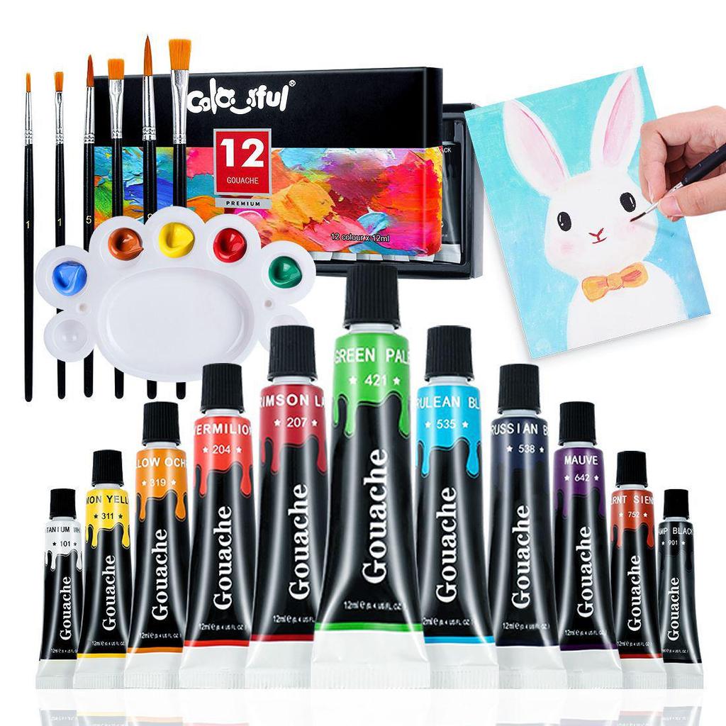Acrylic Paint Set: 12 or 24 Colors in 12ml or 60ml, Waterproof, Hand-Painting DIY Kit