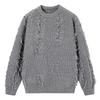 Men's Solid Color Long-Sleeve Knit Sweater, Winter 2025, Warm & Loose Round Neck Outerwear