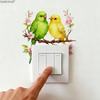 Colorful Bird Floral Switch Sticker Self-Adhesive Removable for Bedroom Living Room Background Wall Home Decor Art