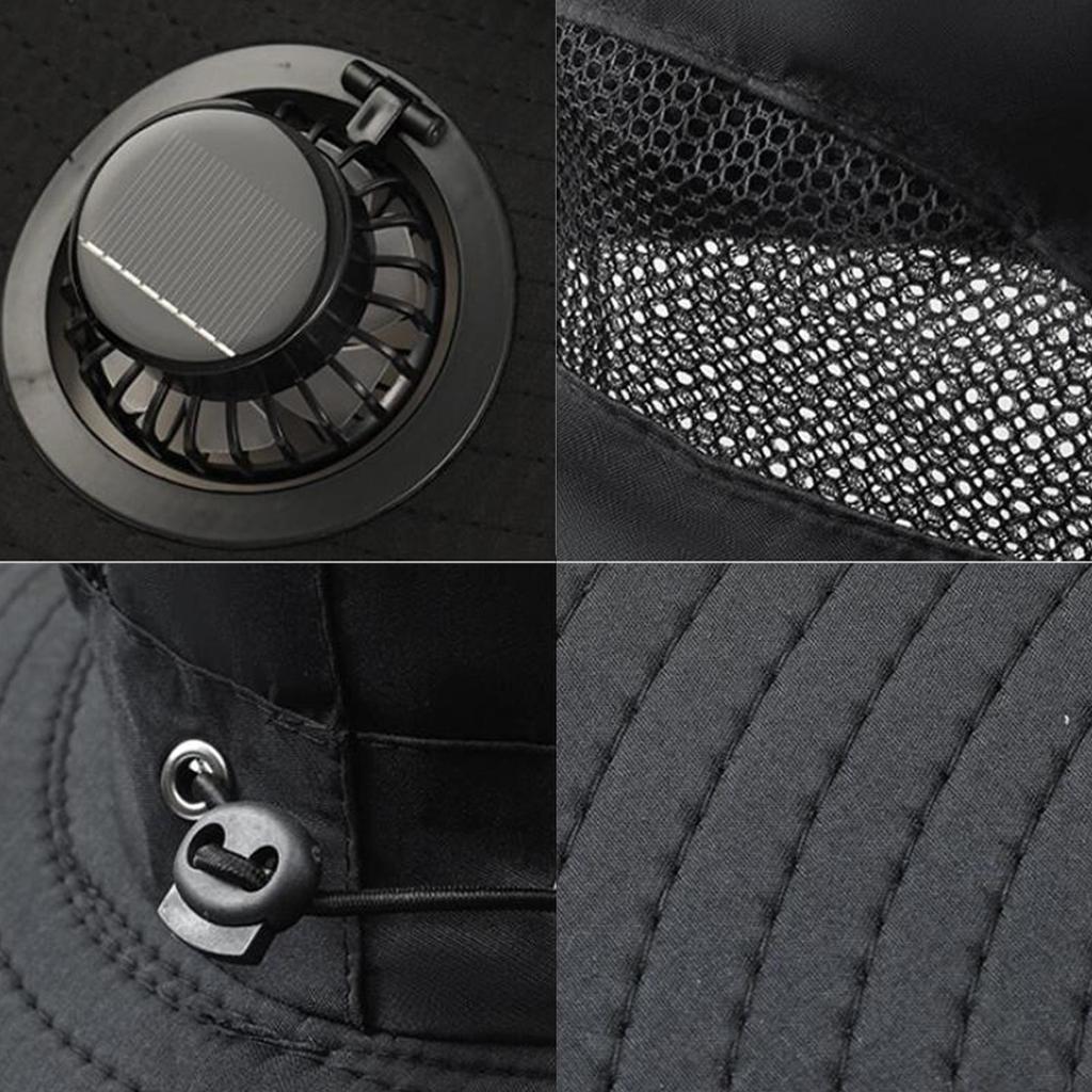 Unisex Outdoor Wide Brim Sun Hat with Fan for Hiking Camping Summer Comfortable Llightweight Rechargeable Cooling Cap
