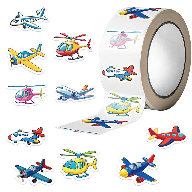 500PCS Cartoon Airplane Stickers Roll Cute Aircraft Roll Sticker Label Reward Stickers Aircraft Aesthetic Stickers Decorations