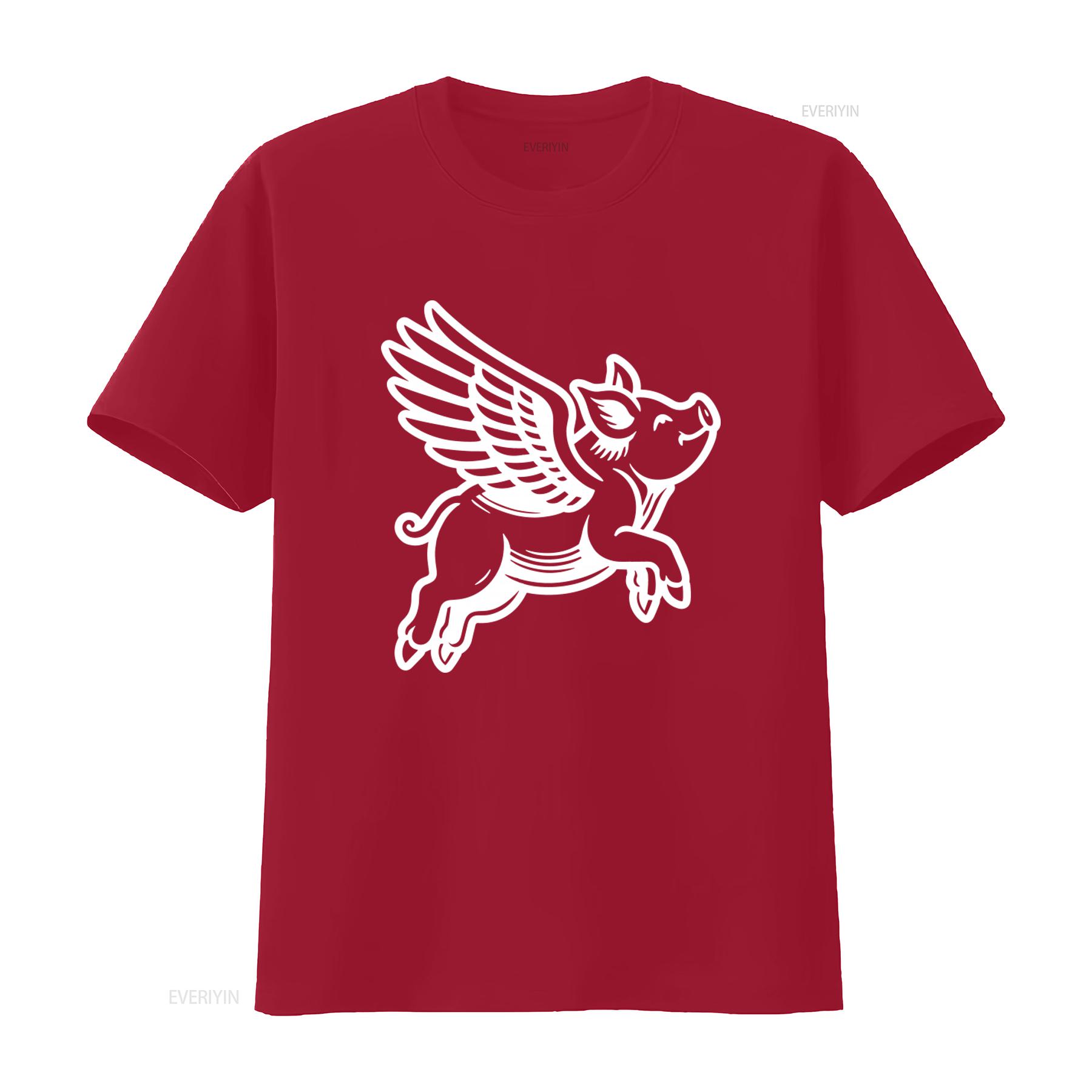 

Funny Flying Pig Oink Aviator T Shirt for Cool Design Casual vintage Washed designer clothes Stretched Soft Breathable Unisex S
