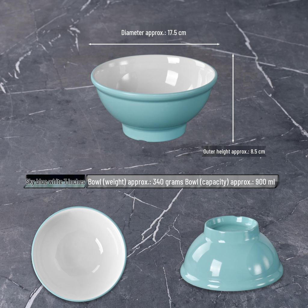 Melamine Noodle Restaurant Bowl - High-Footed, Imitation Porcelain for Wonton, Soup, Beef Rice Noodles, Mala Tang