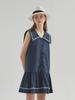A Leaf Sailor Big Collar Linen Sleeveless Marine Dress (2 Colors)