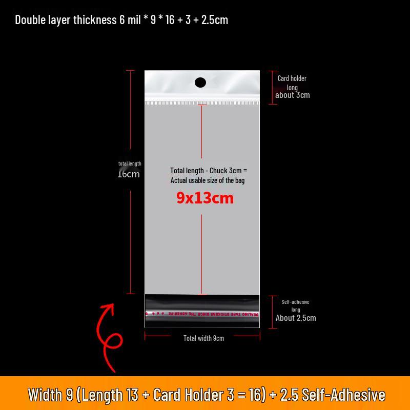 Self-Adhesive Transparent Jewelry Earring Bags with Header and Hanging Hole