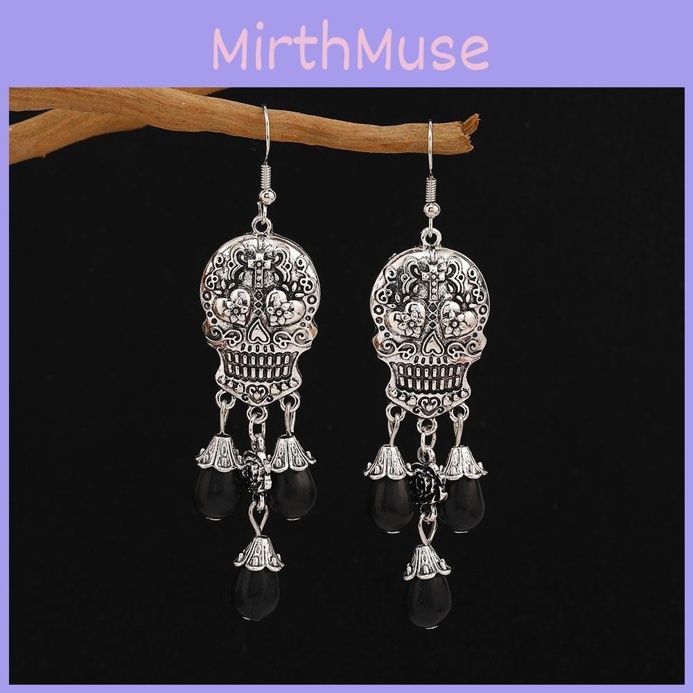 Retro Skeleton Long Earrings With Electroplating For Female Halloween Costume Accessory