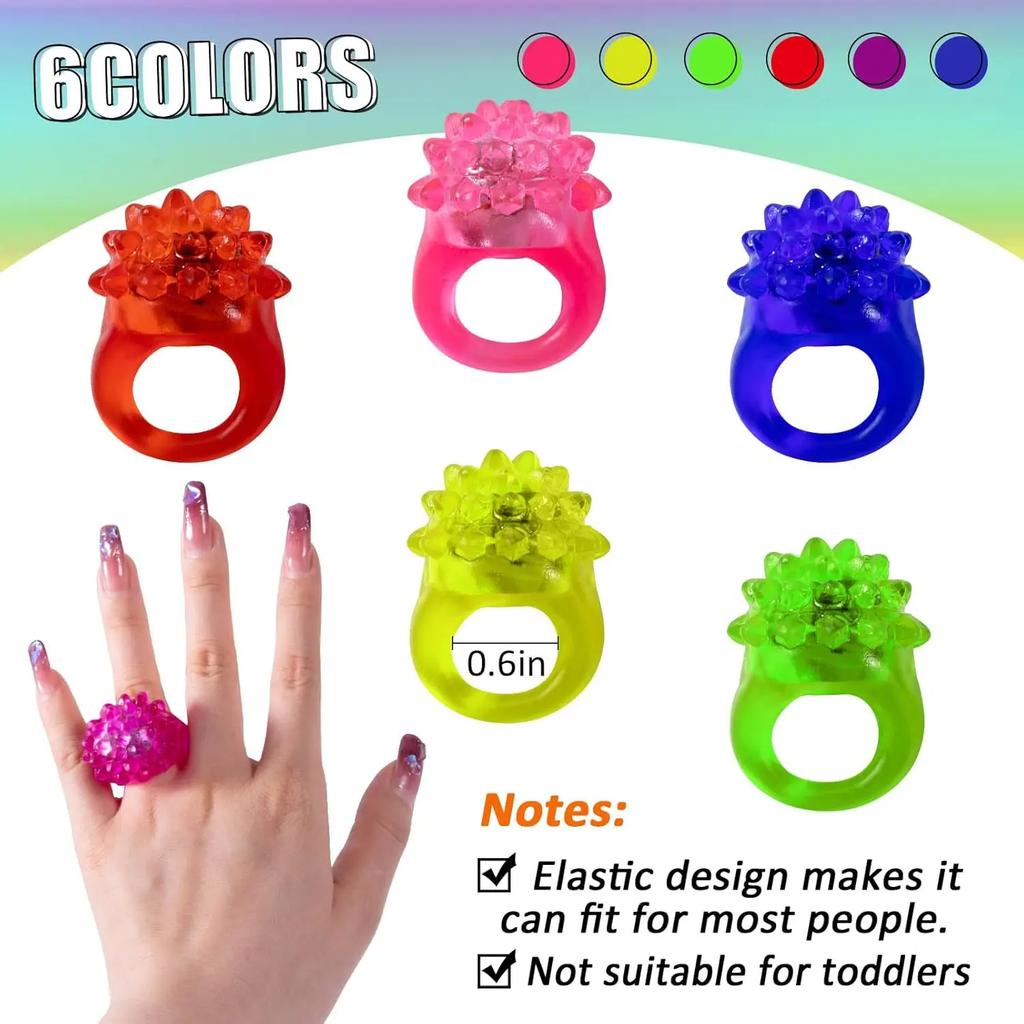 Luminescent Cartoon LED Fluorescent Ring Finger Light Flashing Led Bumpy Rubber Rings Jelly Bubble Toys Party Bar Accessories