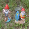 Funny Garden Gnome Statue White Beard Dwarf Resin Craft Outdoor Decor Handmade