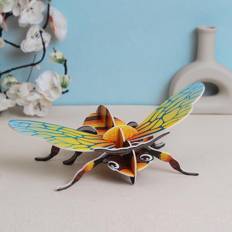 DIY Paper 3D Puzzle Insects Butterfly Bee Cognition Handmade Assemble Educational Toy for Kids WL-2