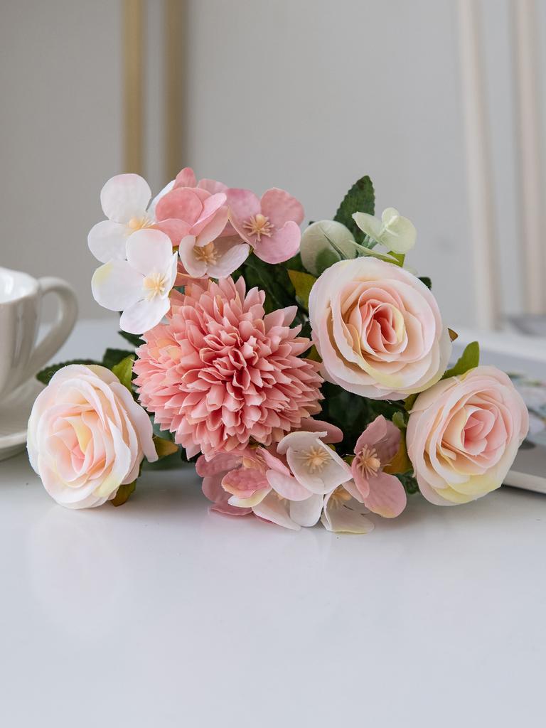 1PC Artificial Flowers Silk Rose Peony Bouquet Hydrangea Carnation Vases for Home Party Winter Wedding Decoration Fake Plant