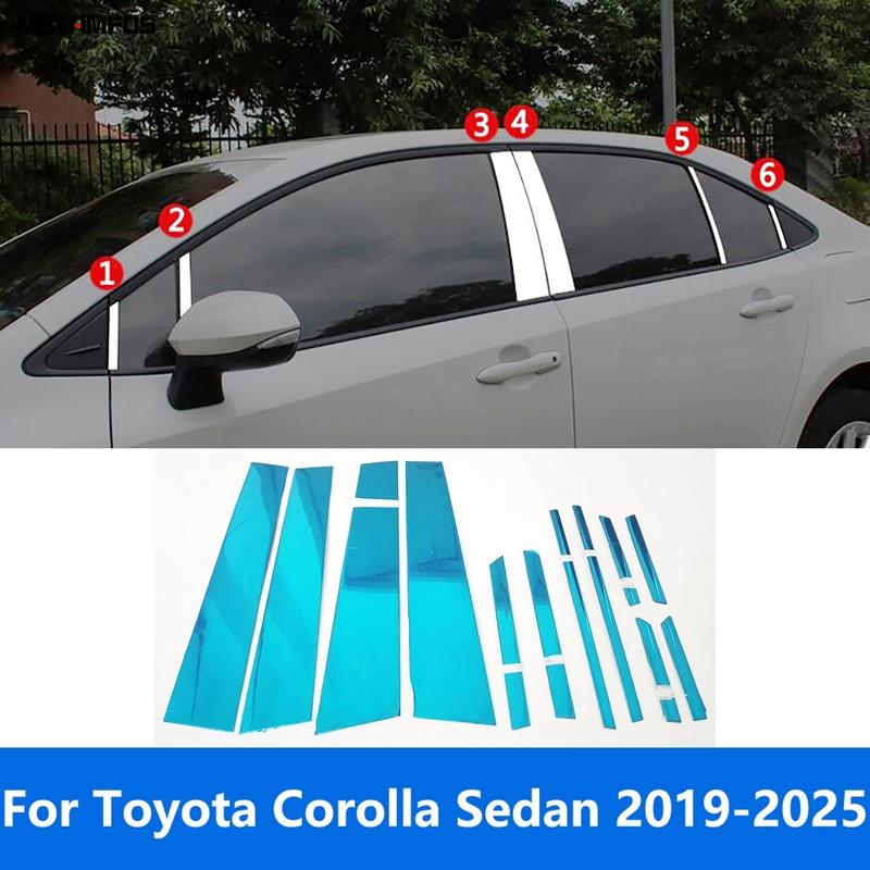Accessories For Toyota Corolla Sedan 2024 2025 Steel Window Center B C Pillar Posts Cover Trim Sticker