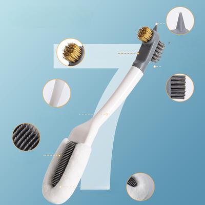 Soft-bristled Shoe BrushSmall White Shoe Brush for Cleaning Long-handled Household Shoe Brush Three-head