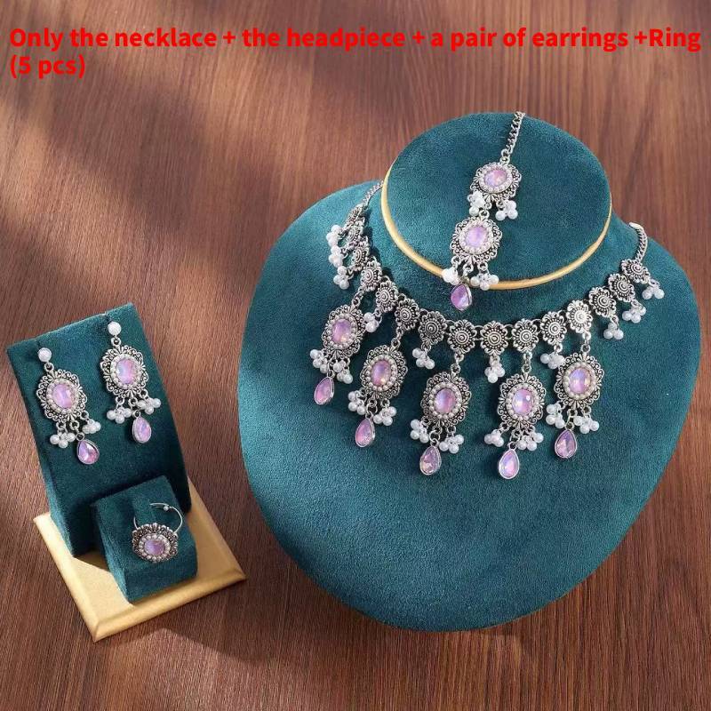 Luxury Water Drop Pendant Necklace With Pearl Tassel Earrings And Rhinestone Set For Women
