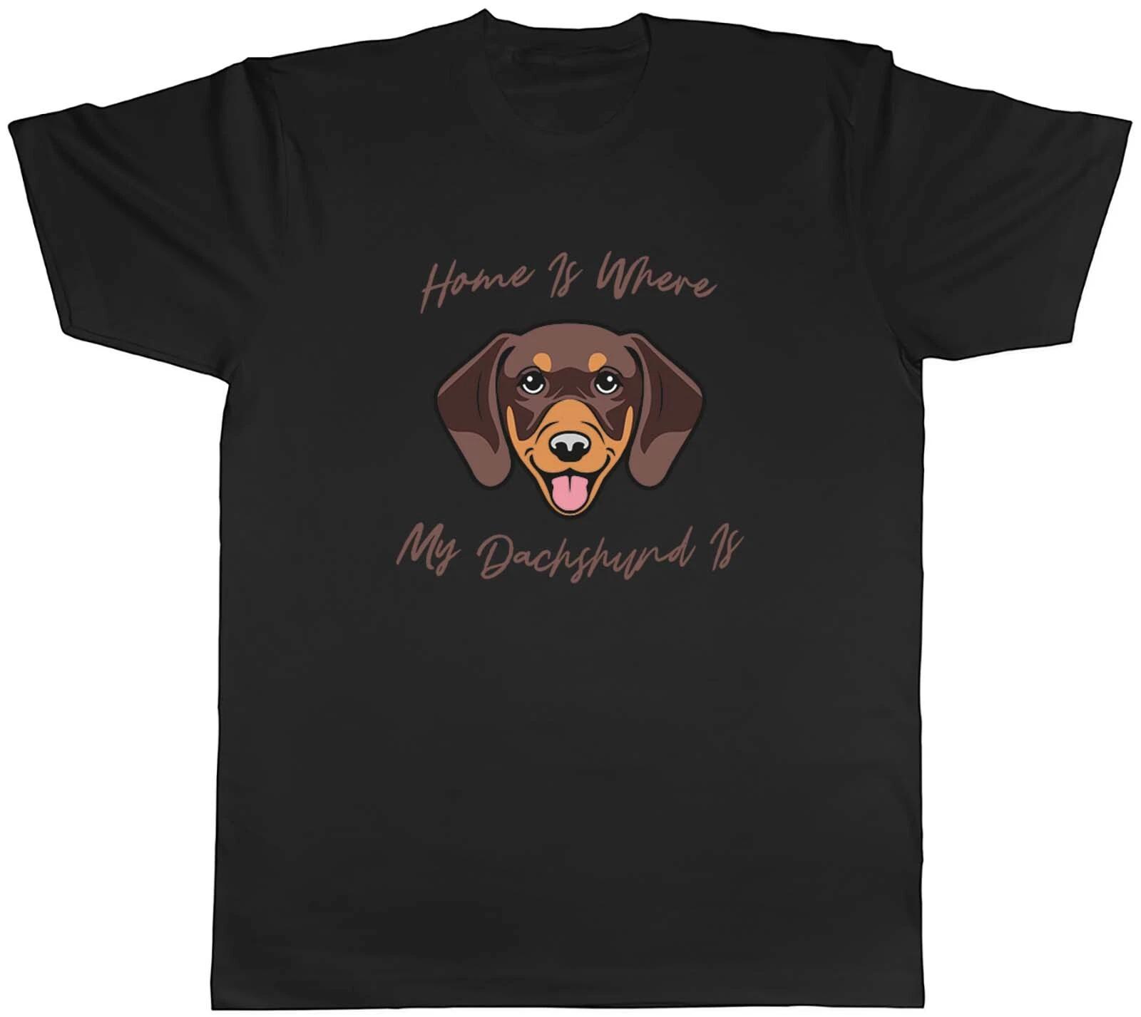 Pet Dog Lover Mens T-Shirt Home is where my Dachshund is Tee Gift S