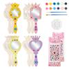 1set DIY Unfinished Wooden Princess Mirror Crafts Mermaid Unicorn Butterfly Shaped Blank Mini Handheld Mirror Kids Makeup Toy