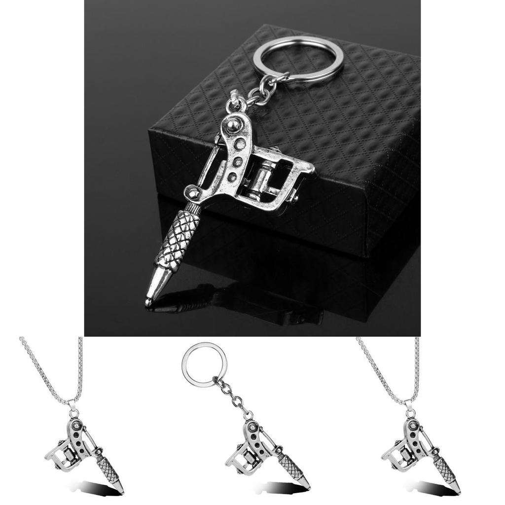 Tattoo Machine Shape Geometric Pendant Necklace With Alloy Charm For Travel Gifts
