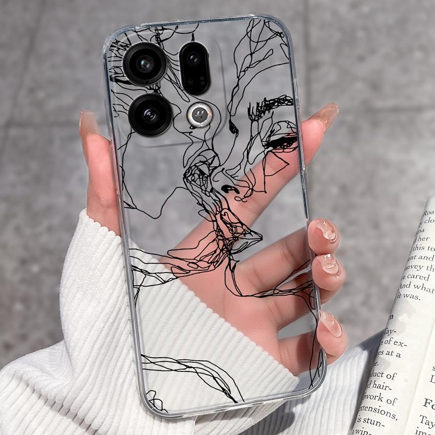Suitable For Oppo Find X9 X7 X5 Pro X3 X2 Reno11 12 Pro Phone Cover Cute Panda Rabbit Pattern Transparent TPU Dustproof Protective Case For Oppo Shell