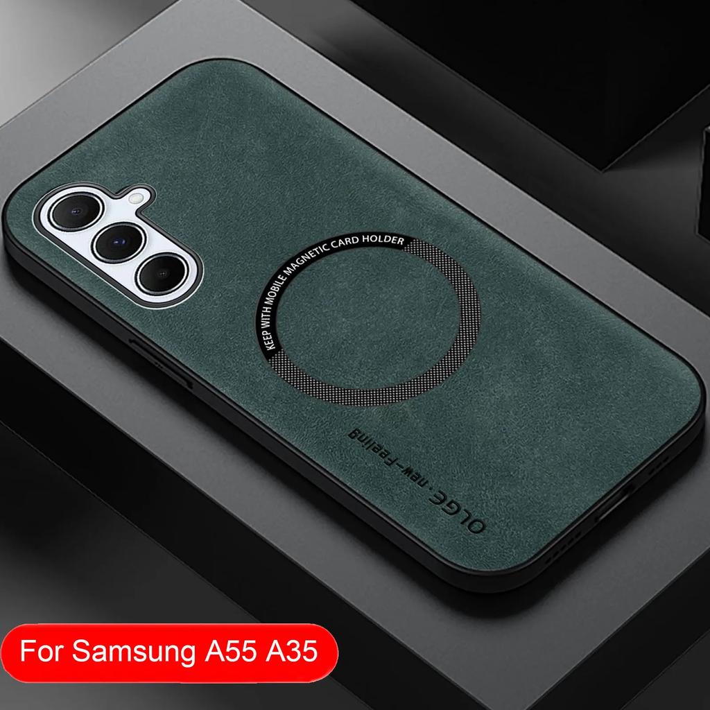 Luxury Leather Magnetic Case For Samsung Galaxy A55 5G A35 A54 A34 A14 A24 A53 A33 A13 A52S A32 A12 A51 Sheepskin Silicone Cover