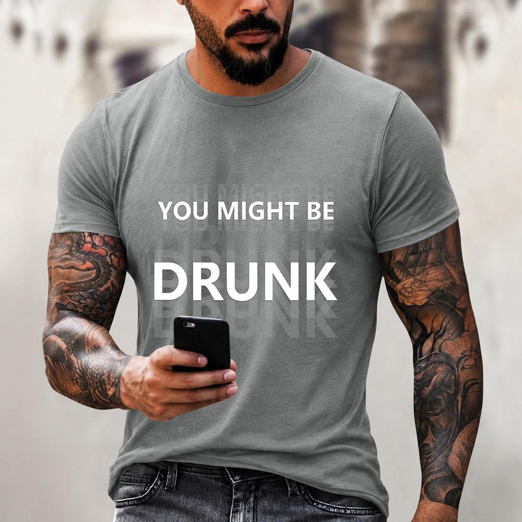 Men's Quirky Casual Loose Fit Letter Print T-Shirt for Daily Wear