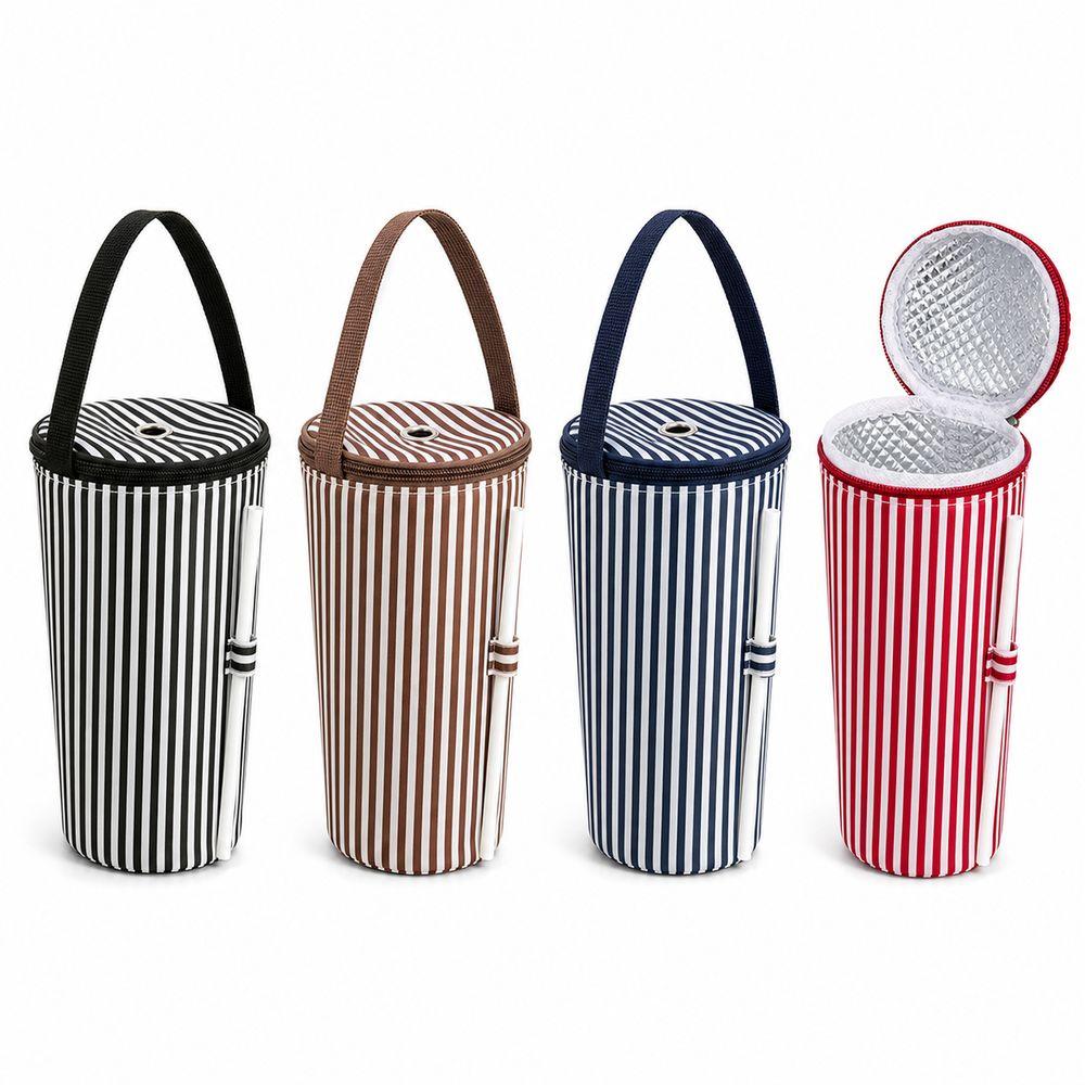 Cloth Bubble Tea Cup Sleeve Striped Pattern Thermal Insulation Drink Cup Carrier Portable Structure Carry Handle