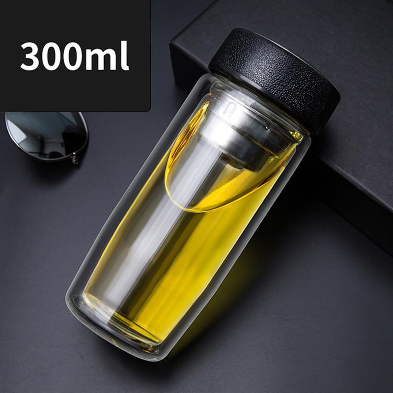 

Двухъярусные стеклянные стаканы, переносные стеклянные стаканы для чая, молока, кофе, напитков с крышкой, термоизоляционные, противоожоговые стаканы для питьевой воды 300-400ml