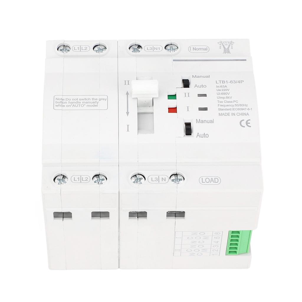 Double Power Automatic Transfer Switch 4P 63A Uninterrupted Power 35mm Din Rail Mini ATS Mains to Motor