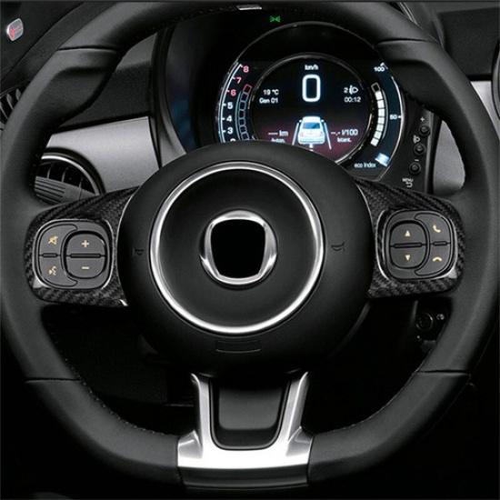 Real Hard Carbon Fiber Steering Wheel Button Panel Cover For Fiat 500 -