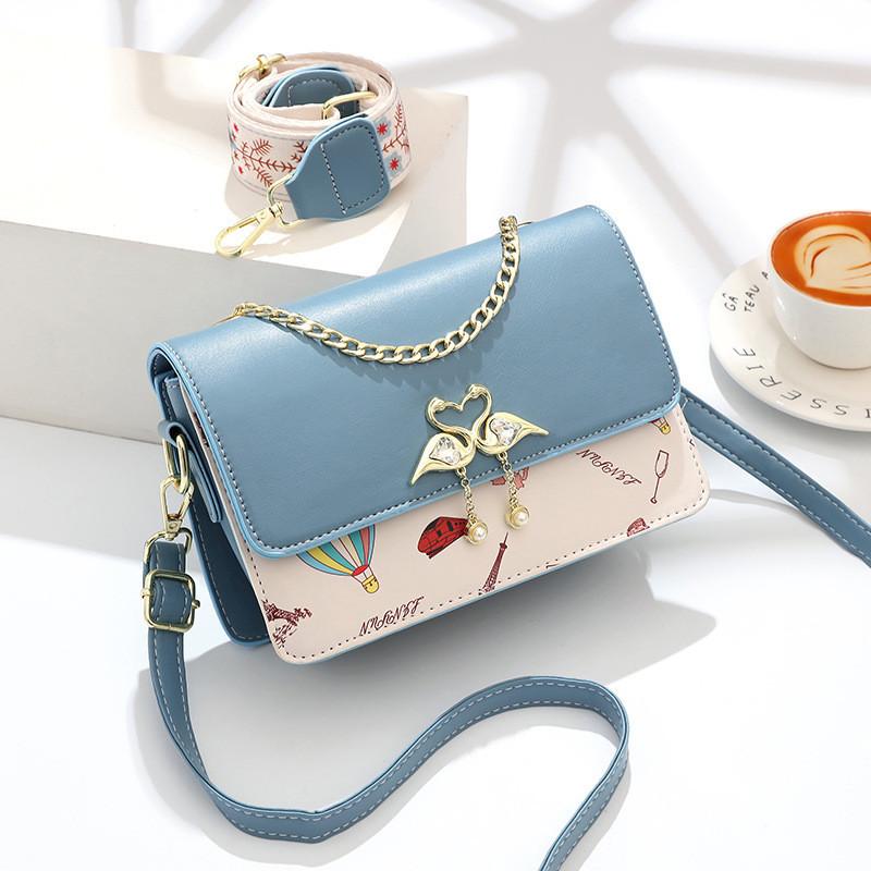 2023 New Trendy Floral Print Small Square Bag For Women Fresh And Sweet Style Pu Material Crossbody Bag
