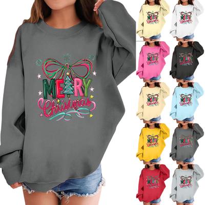 Kinder Modisches Lässiges Langarm Locker Weihnachts-Print Pullover Sweatshirt