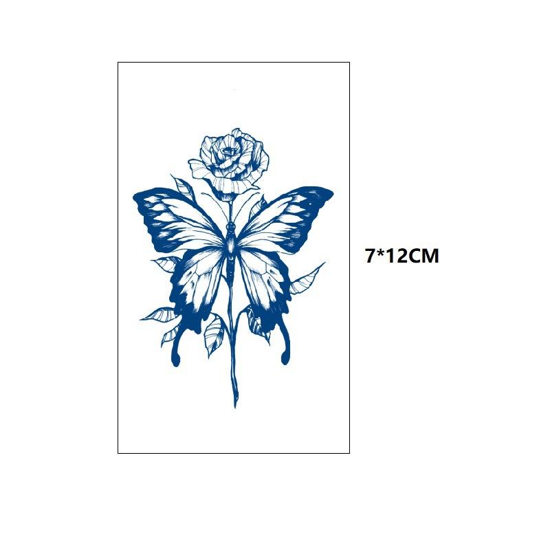 Model mic Fluture Val de mare Coada de pește Cealaltă parte Floare Suc proaspăt Mic Simulare pe bază de plante Cufăr Transfer de apă Autocolant tatuaj