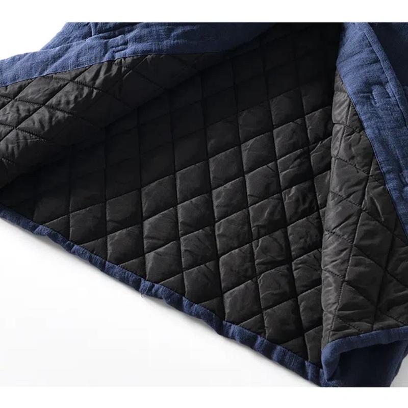 Autumn and Winter Warm Jackets for Men Chinese Style Traditional Buckle Padded Jacket Casual Stand Collar Cotton Linen Thicken Parkas Coat