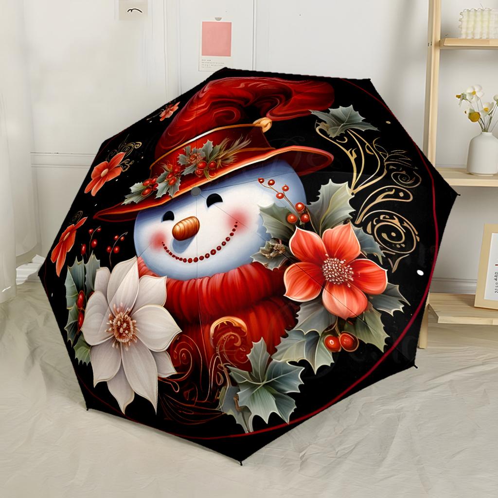 Merry Christmas Wreath Automatic Umbrella with 8-Rib Lightweight All-Season Travel Fashion Lovers Luxury Gift for Birthday Christmas Wedding