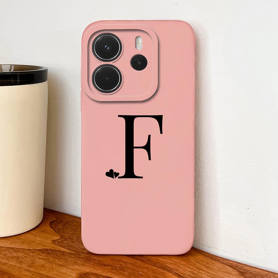 

For Redmi Note 14 4G Europe Version Case Love Heart Letters Soft Liquid Silicone Shell For Redmi Note14 Full Protection Covers Note14-4G-Europe
