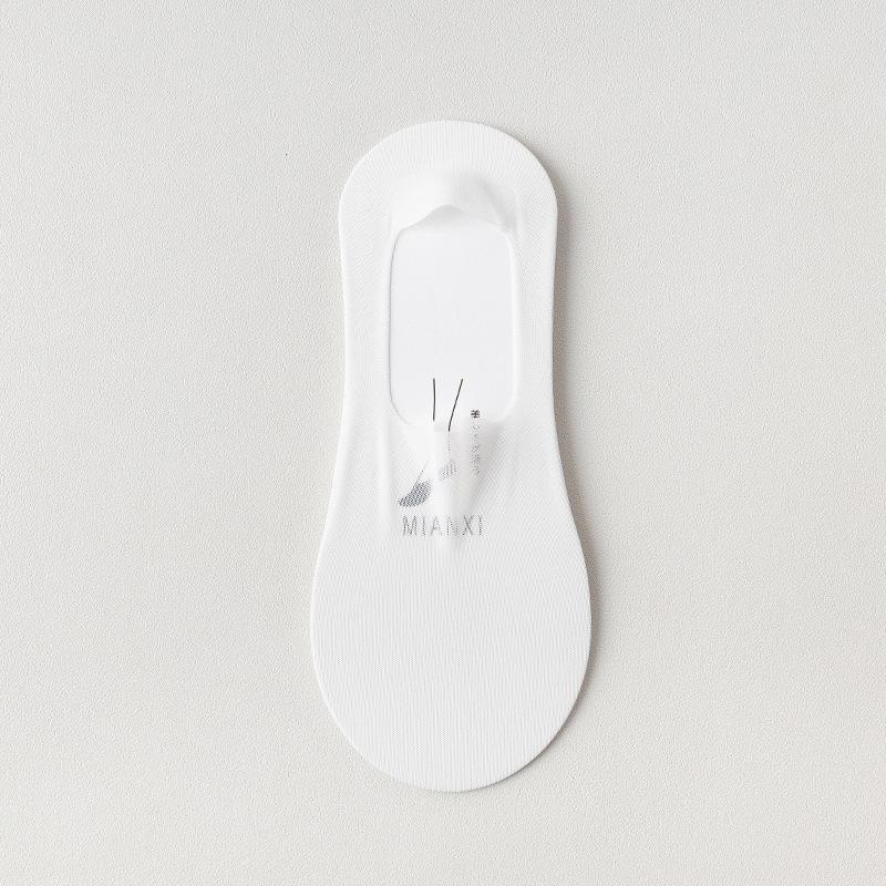 Summer Thin Boat Socks for Women, Solid Color, Versatile, Mesh Breathable, Shallow Mouth, Invisible Socks, Silicone Anti-drop, 100 Cotton Short Tube