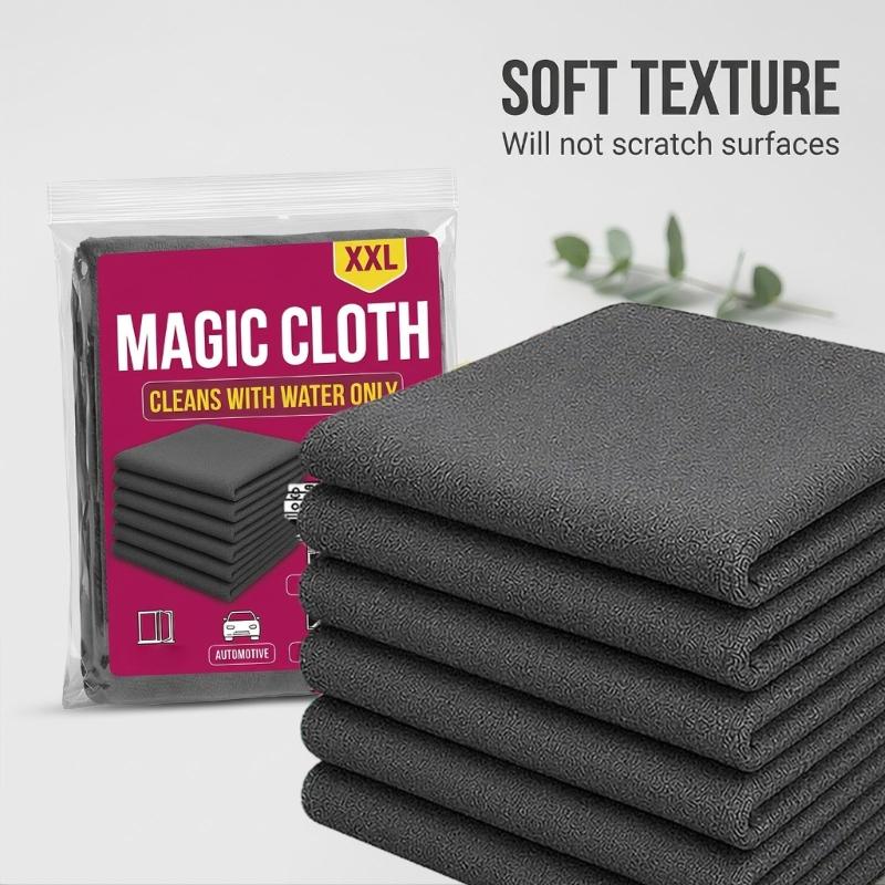 Multi Surfaces Wiping Cloth Set, 6 Absorbent Cleaning Rags Reusable for Wet & Dry Use on Window, Mirrors, Dining Tables, Kitchen Areas & Automotive