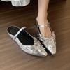 inner height increase silver bag head half slippers women's outer wear spring temperament ballet bow Mary Jane single shoes
