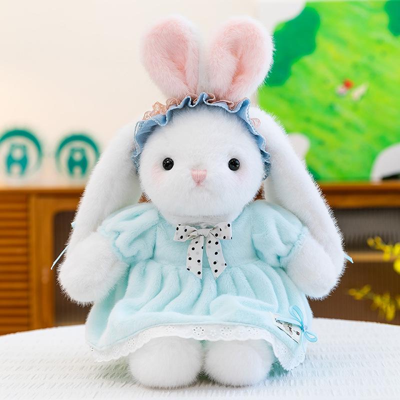 

Authentic Cute Long-Eared Rabbit Plush Doll - Lolita Sleep Companion & Cushion for Girls 28 cm синий