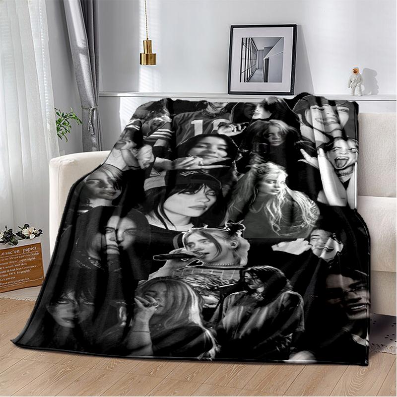 3D Hit Me Hard and Soft Billie Eilish Zpěvačka Měkká flanelová deka na postel, ložnici, pohovku, piknik, přehoz na přikrytí, dárek pro děti