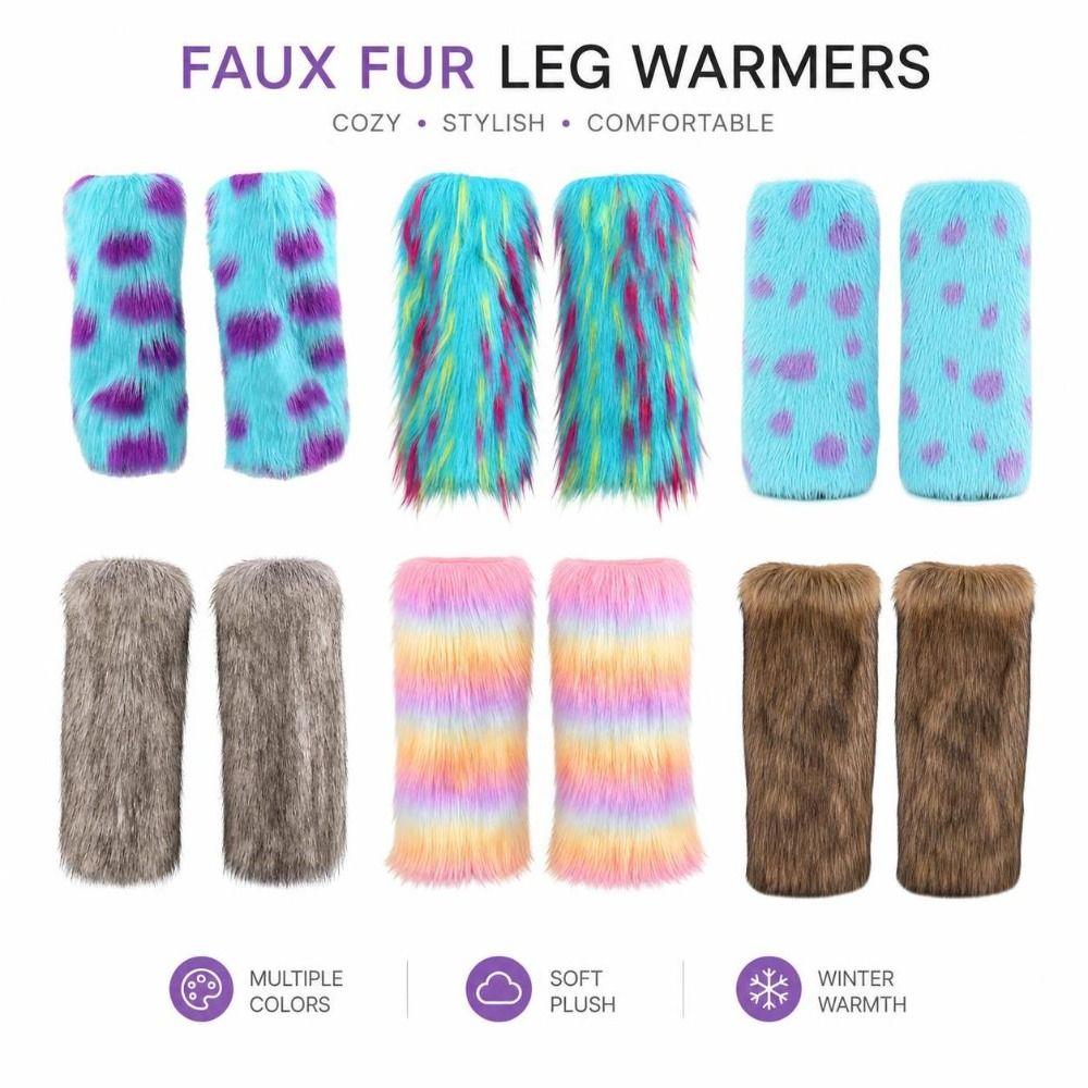 Weiche und flauschige Beinwärmer mit elastischen Öffnungen Pelz-Stiefelmanschetten Cosplay-Accessoires