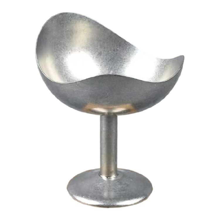 Distinctive Footed Dessert Bowl with Irregular Border and Distressed Steel Finish for Cold Sweet and Light Fare Service