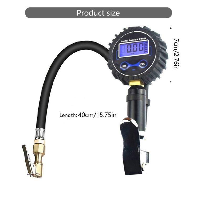 Professional Quick Response Tire Pressure Tester Inflation Tool with Digital Display for Mechanic Automotive Enthusiasts