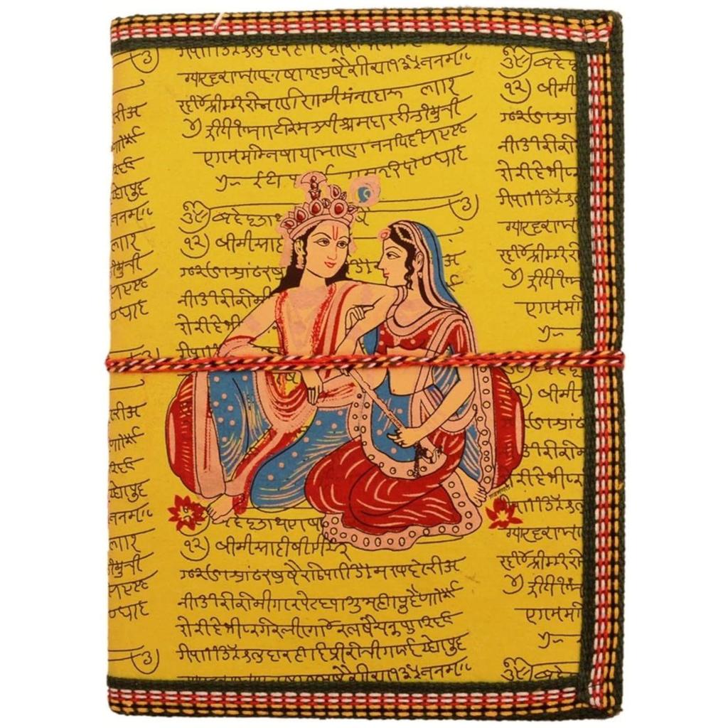 Purpledip Handmade Paper Journal Radha-Krishna: Vintage Diary Notebook With Thread Closure