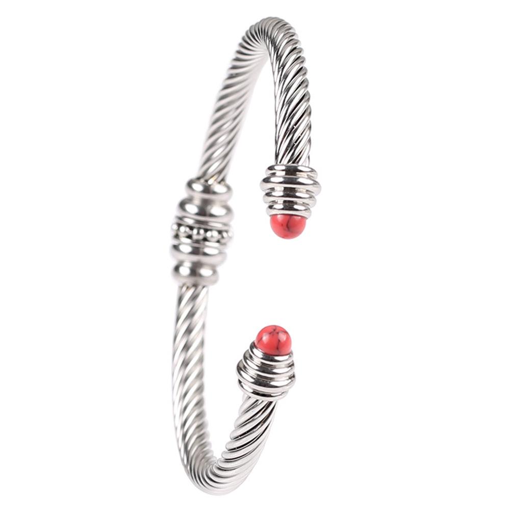 18K Gold Non-Fading Zircon Inlaid Titanium Steel Twist Open Bracelet