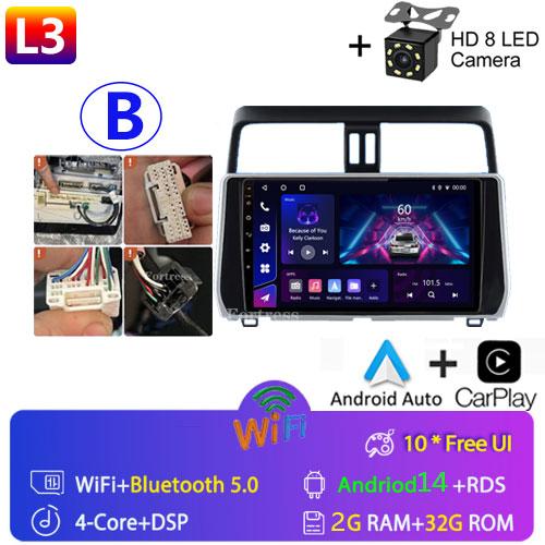 For Toyota Land Cruiser Prado 150 2018 2019 - 2022 Carplay 360 Camera Auto Android 13Car Radio Multimedia Player GPS Stereo Wifi