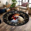Majestic Rooster with Gold Frame Print Round Rug, Living Room, Bedroom, Playroom Carpet, Non Slip Floor Mat, Gift