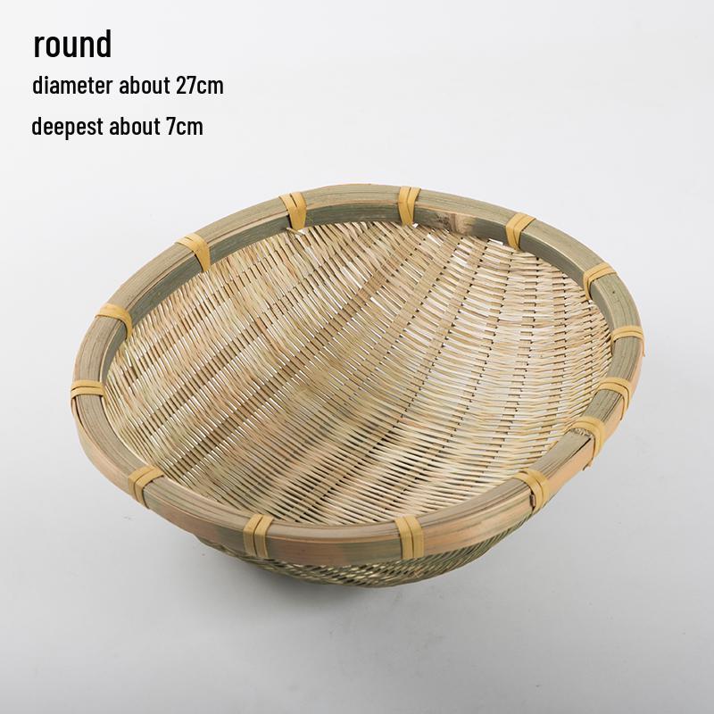 Handmade Bamboo Weaving Sieve Basket Storage and Snack Plate Set