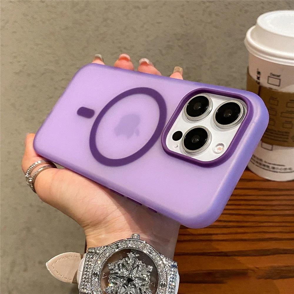 

Матовый прозрачный чехол Candy Magnetic Wireless Charging для iPhone 16 15 13 12 11 14 Pro Max Plus для Magsafe Shockproof Cover For iPhone 14