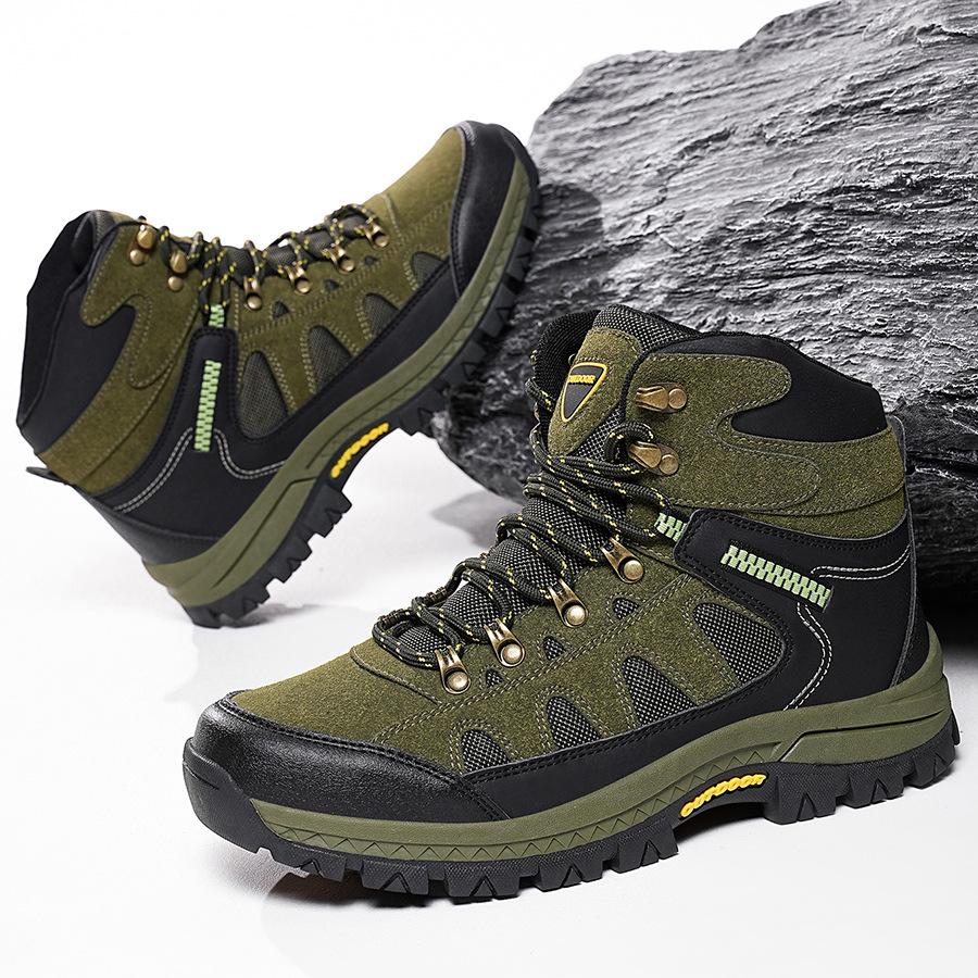 Men's Autumn/Winter High-Top Leather Outdoor Boots Anti-Slip Trail Hiking Sports Shoes Large Sizes
