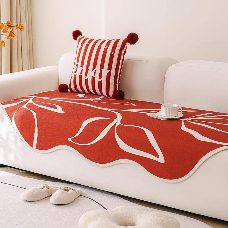 

Irregular Special-Shaped Sofa Cushion, Advanced Sense, Straight Row Curved Seat Cushion, Cream Wind Non-Slip, Washable Sofa Cover Towel 90*90cm